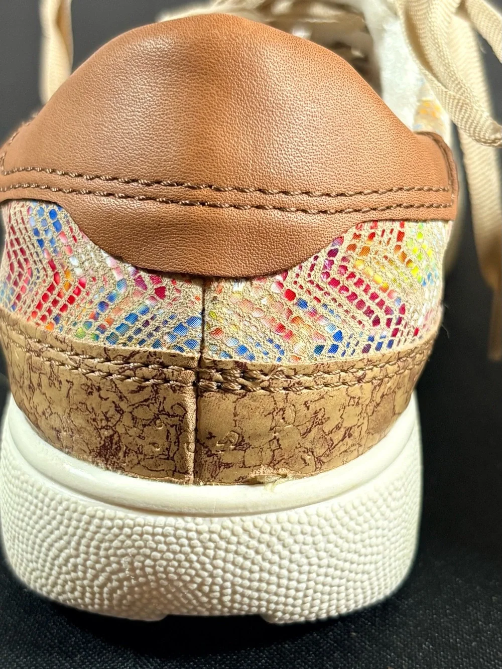 Ara Multi-Color Woven Platform Sneakers with Tan Accents
